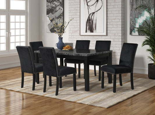 Camila Black - Dining Table + 6 Chair Set
