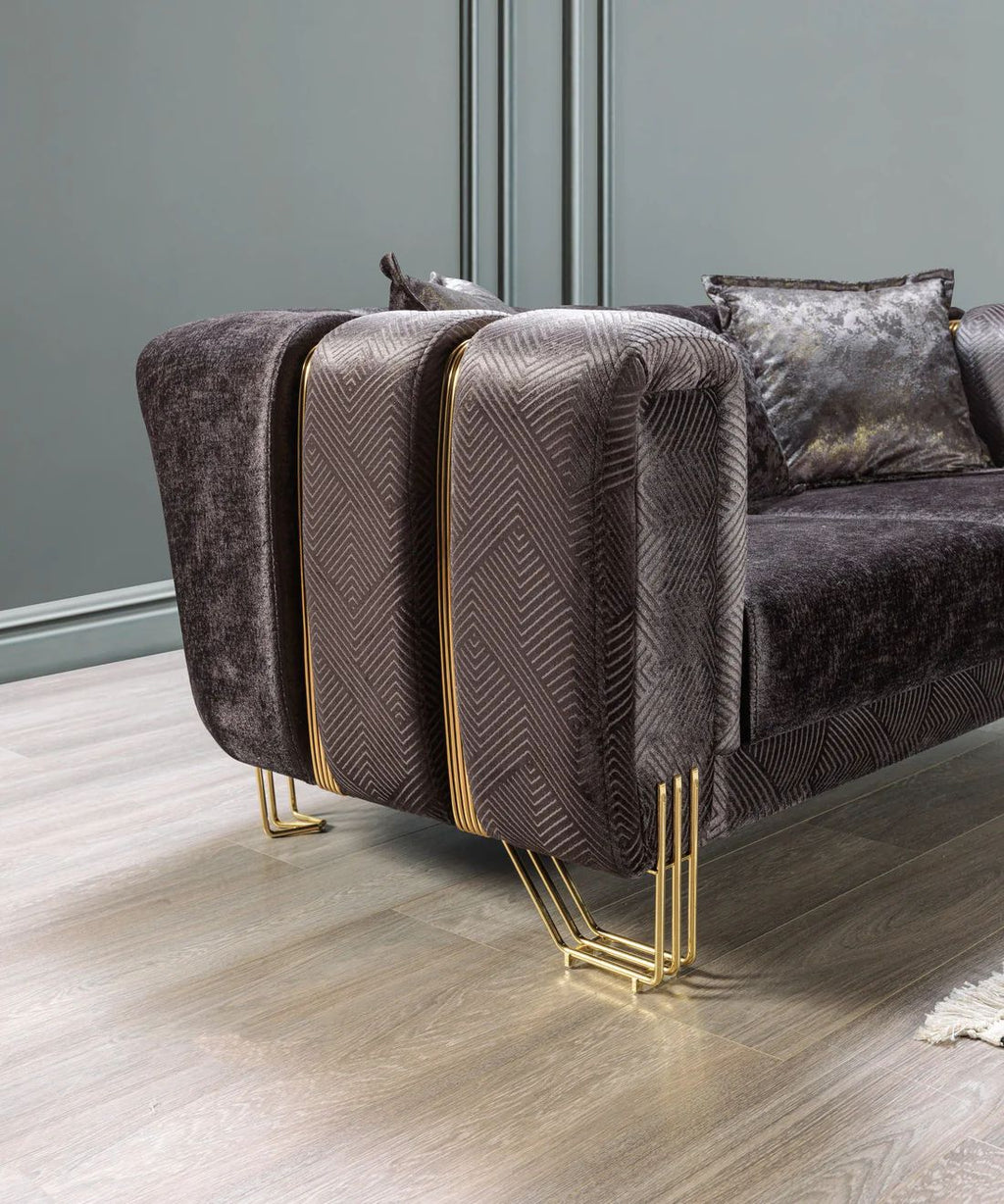 Santana Velvet Sofa & Loveseat Set