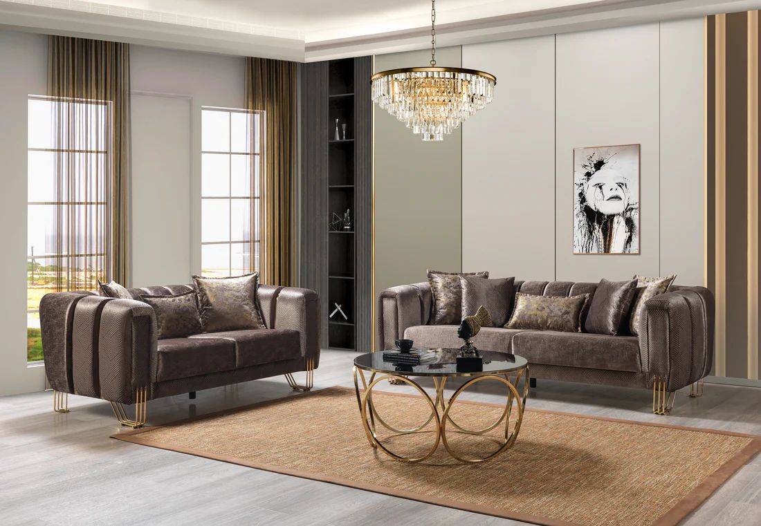 Santana Velvet Sofa & Loveseat Set
