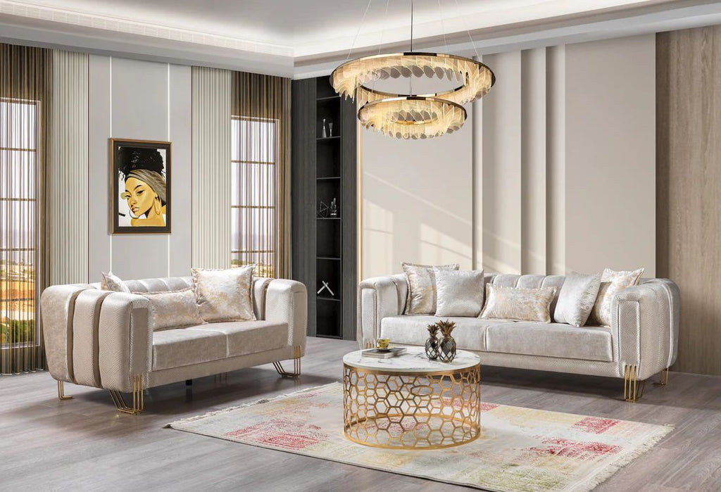 Santana Velvet Sofa & Loveseat Set