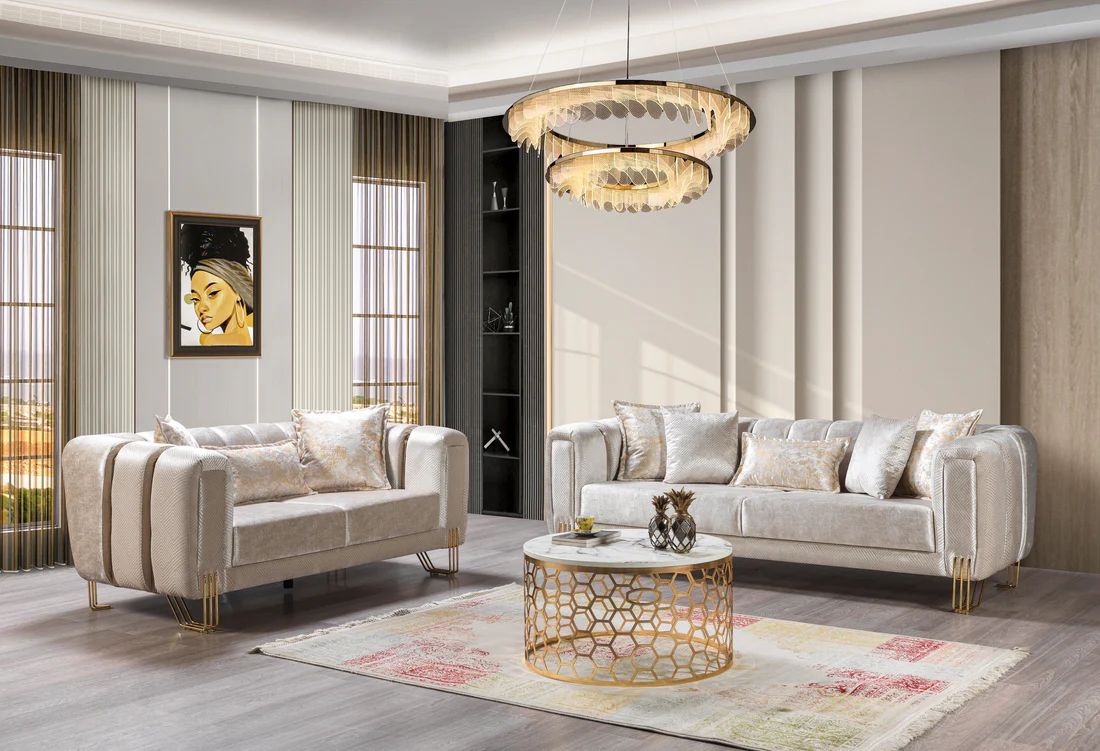 Santana Velvet Sofa & Loveseat Set