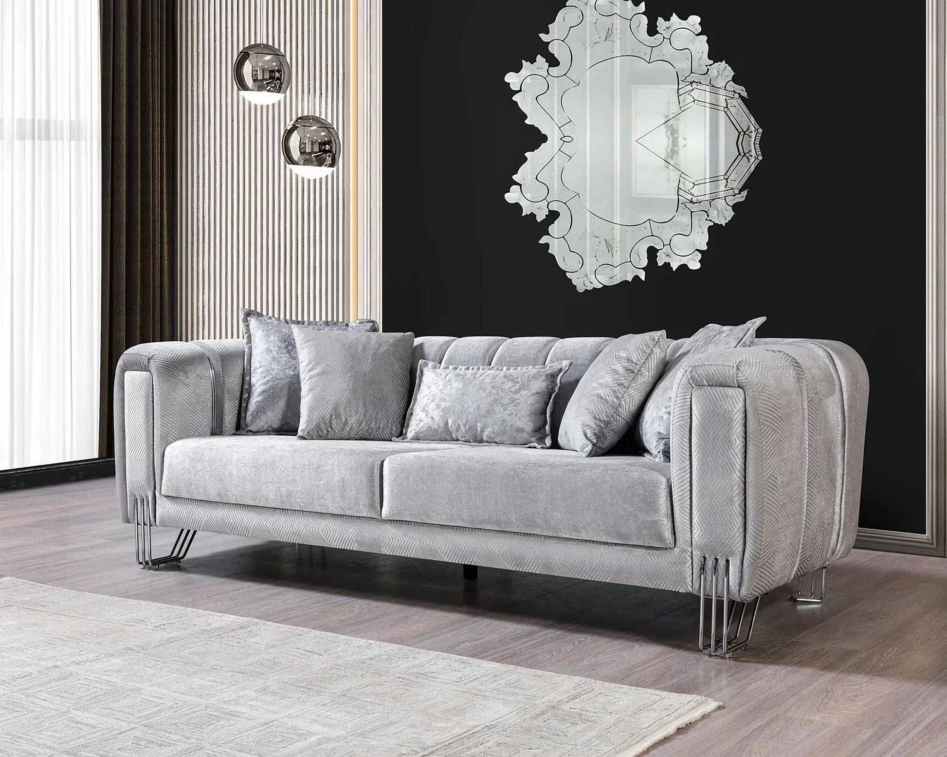 Santana Velvet Sofa & Loveseat Set