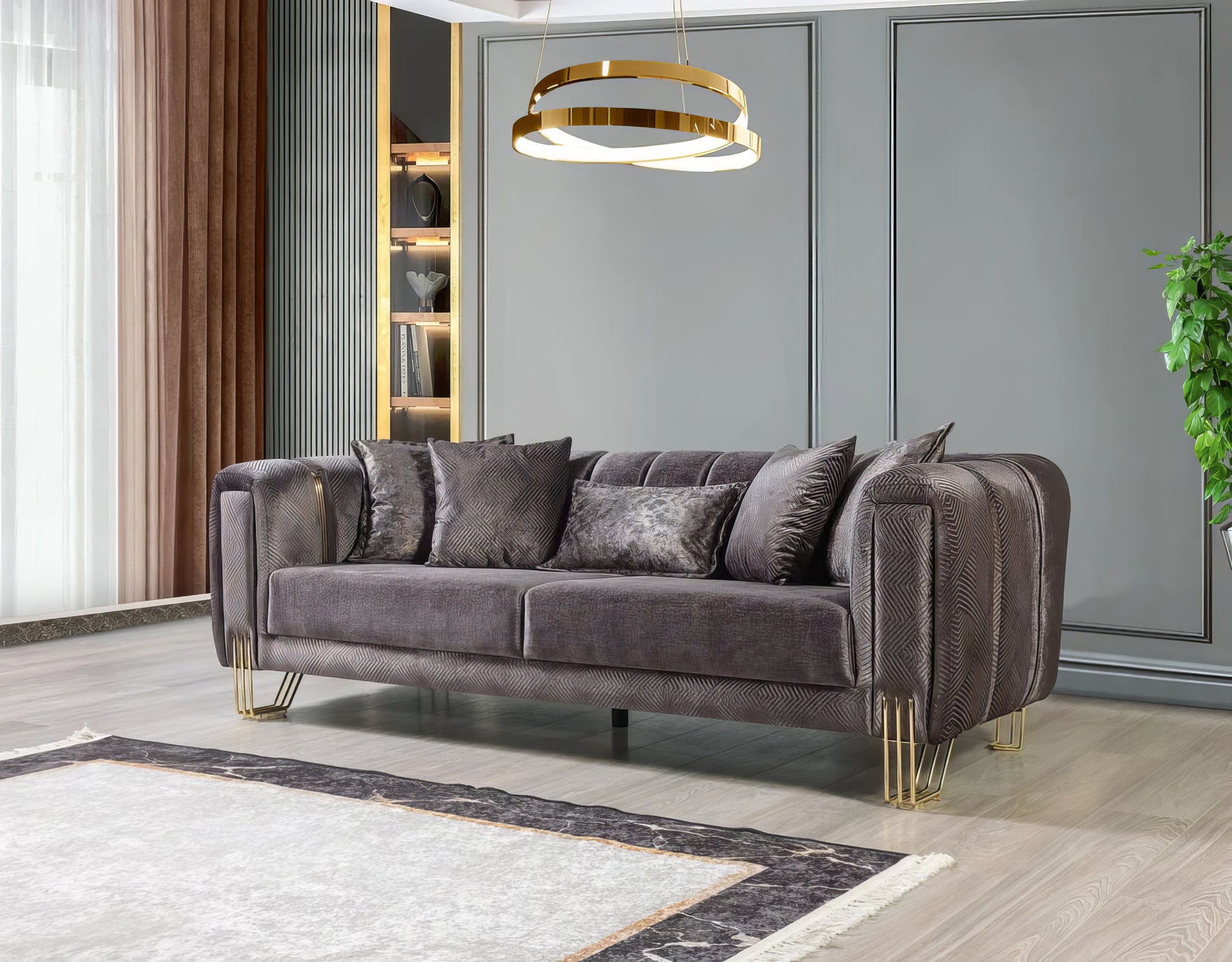 Santana Velvet Sofa & Loveseat Set
