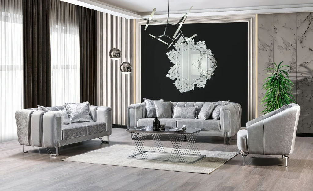 Santana Velvet Sofa & Loveseat Set