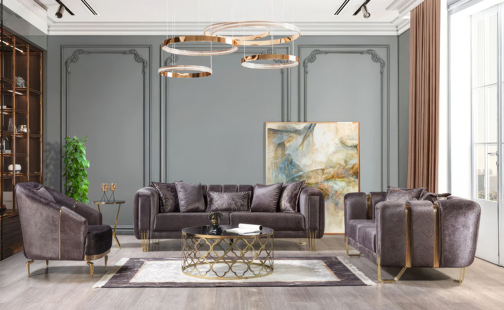 Santana Velvet Sofa & Loveseat Set