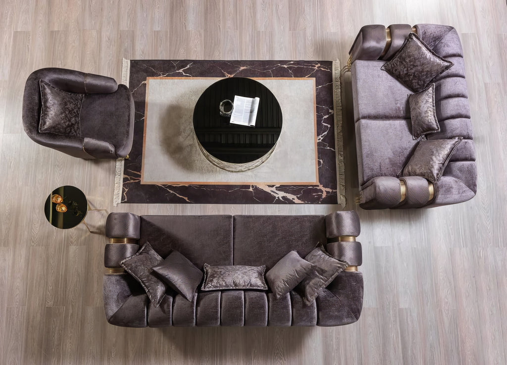 Santana Velvet Sofa & Loveseat Set