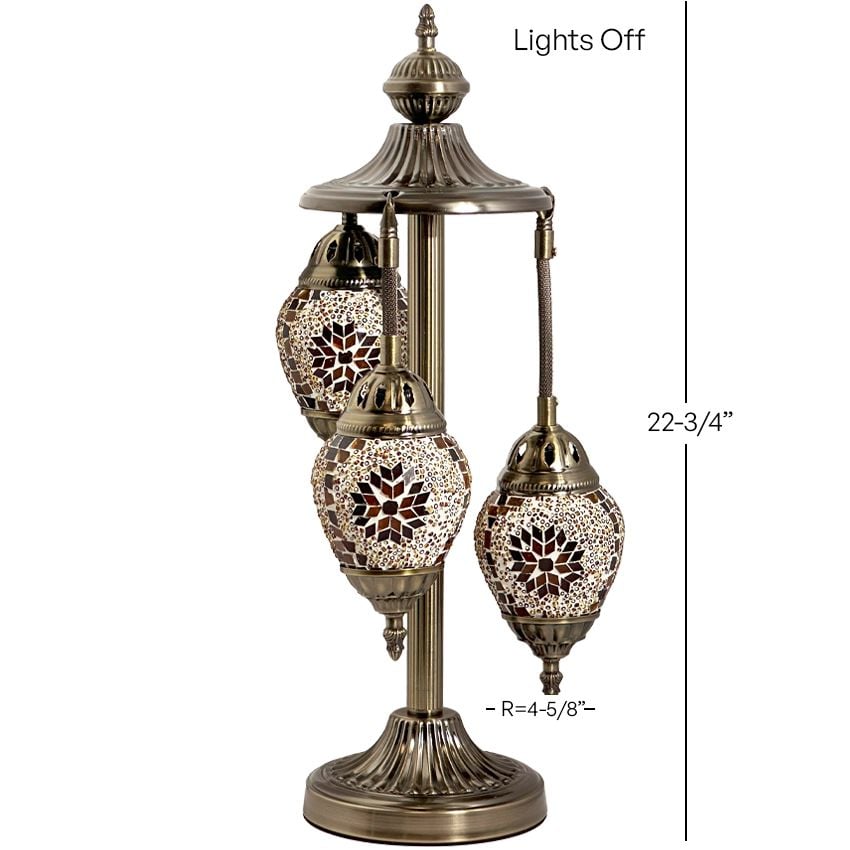 Orange Blossom Egg Shaped Turkish Lamps with 3 Globes