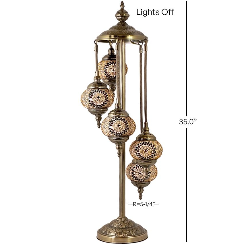 Orange Blossom Handmade Turkish Lamps with 5 Globes