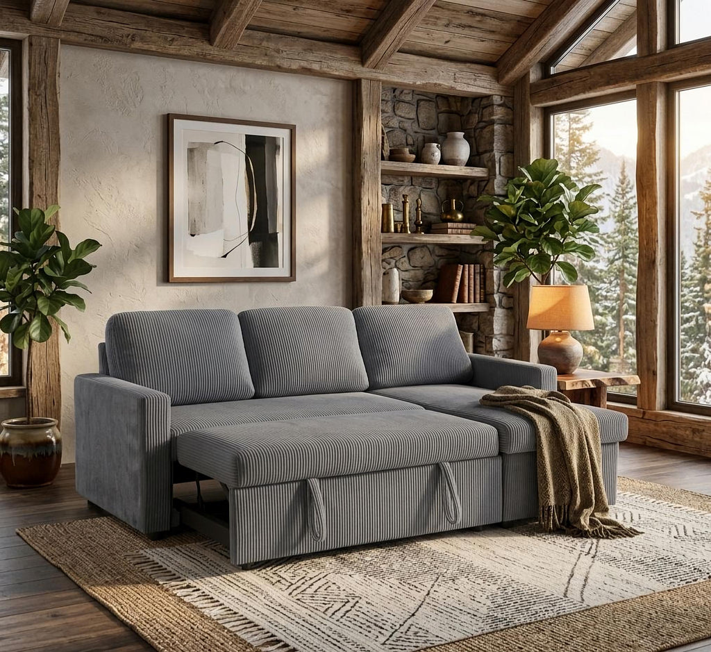 Tommy Grey Sectional Sofa Bed Convertible