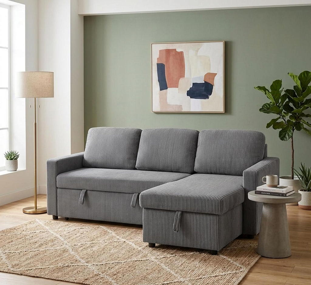 Tommy Grey Sectional Sofa Bed Convertible