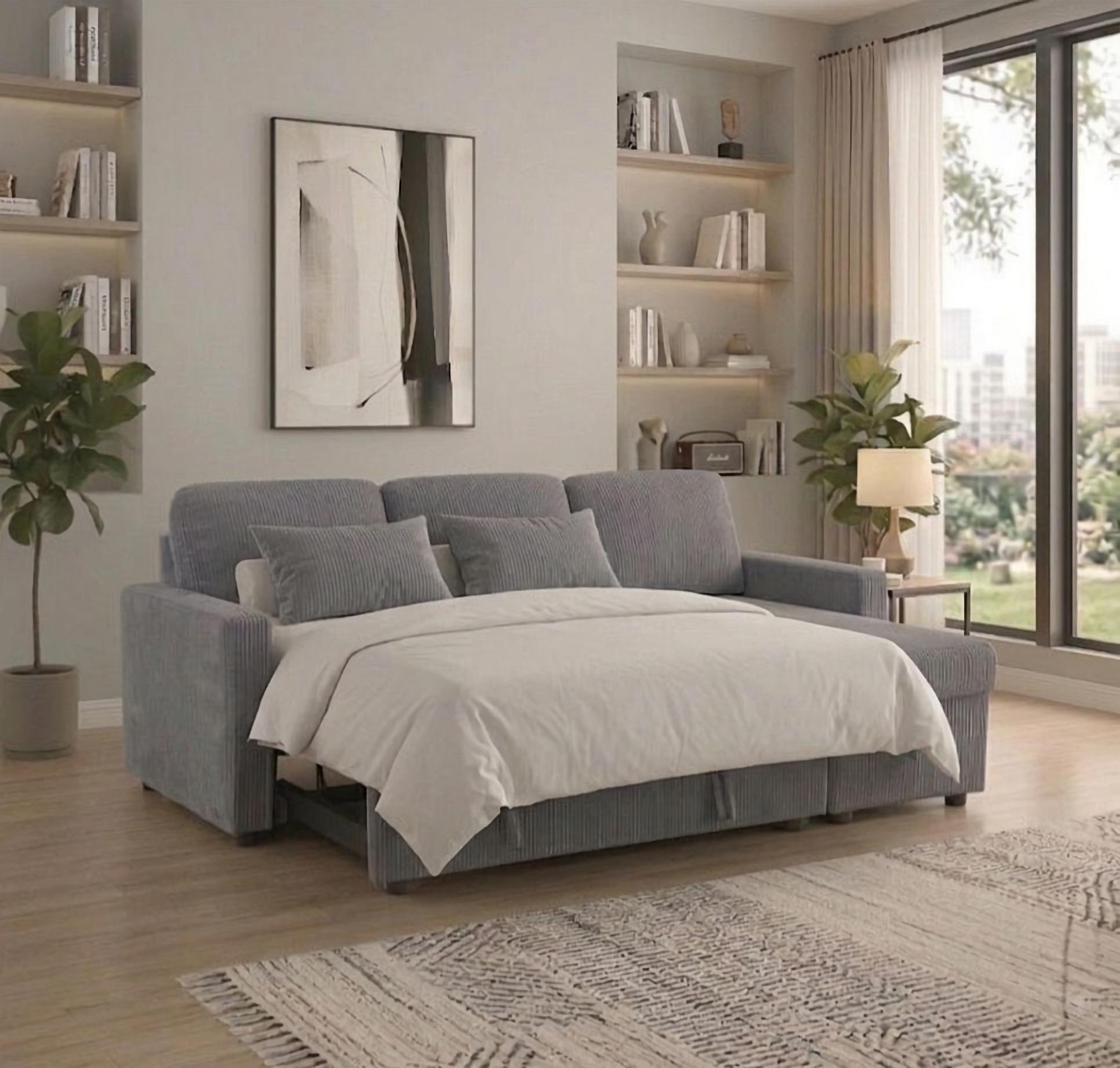 Tommy Grey Sectional Sofa Bed Convertible