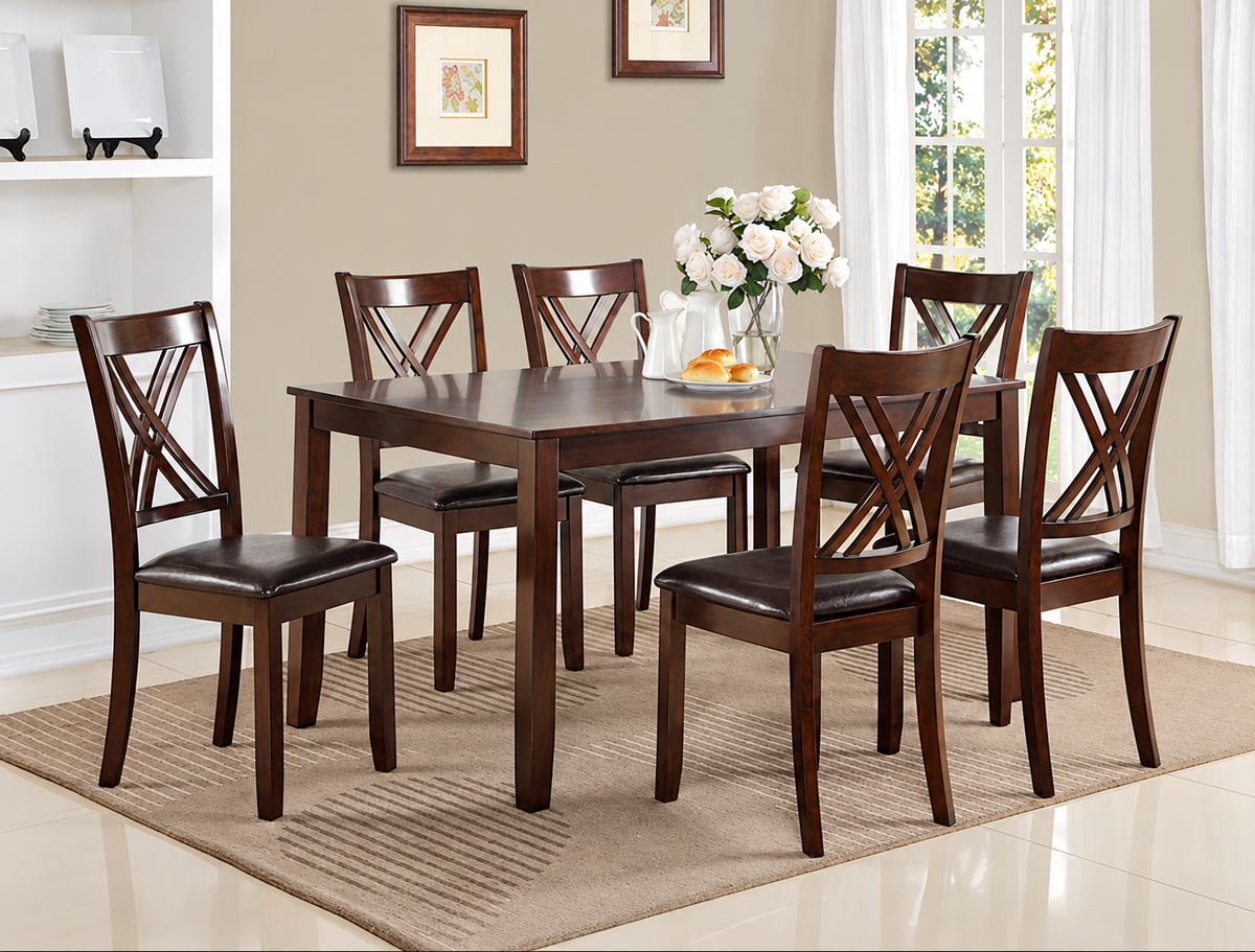 Eloise 7-Piece Dinette Set brown