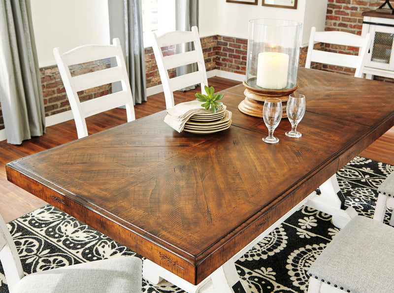 Valebeck White/Brown Rectangular Dining Set