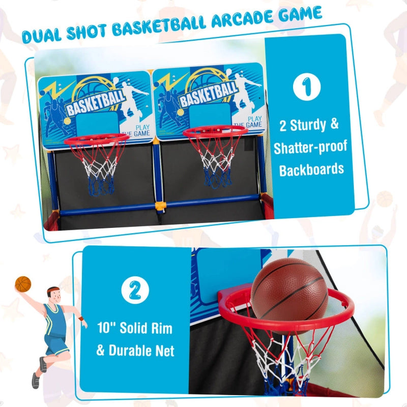 Kids Arcade Basketball Game Set with 4 Basketballs and Ball Pump