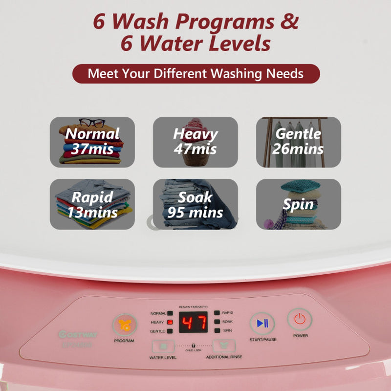 8Lbs Portable Fully Automatic Washing Machine with Drain Pump