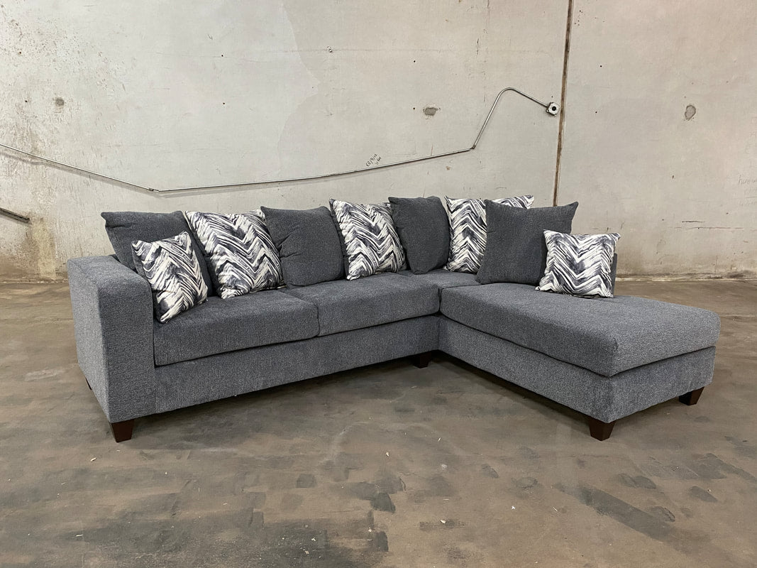 Charcoal Sectional with accent pillows
