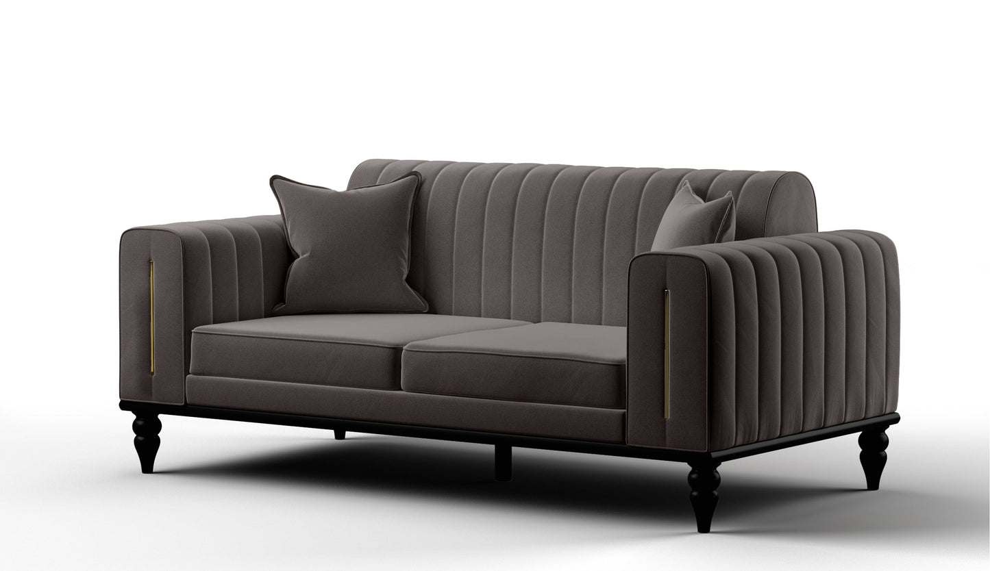 Linea Sofa & Loveseat - Babyface Upholstery - Silver