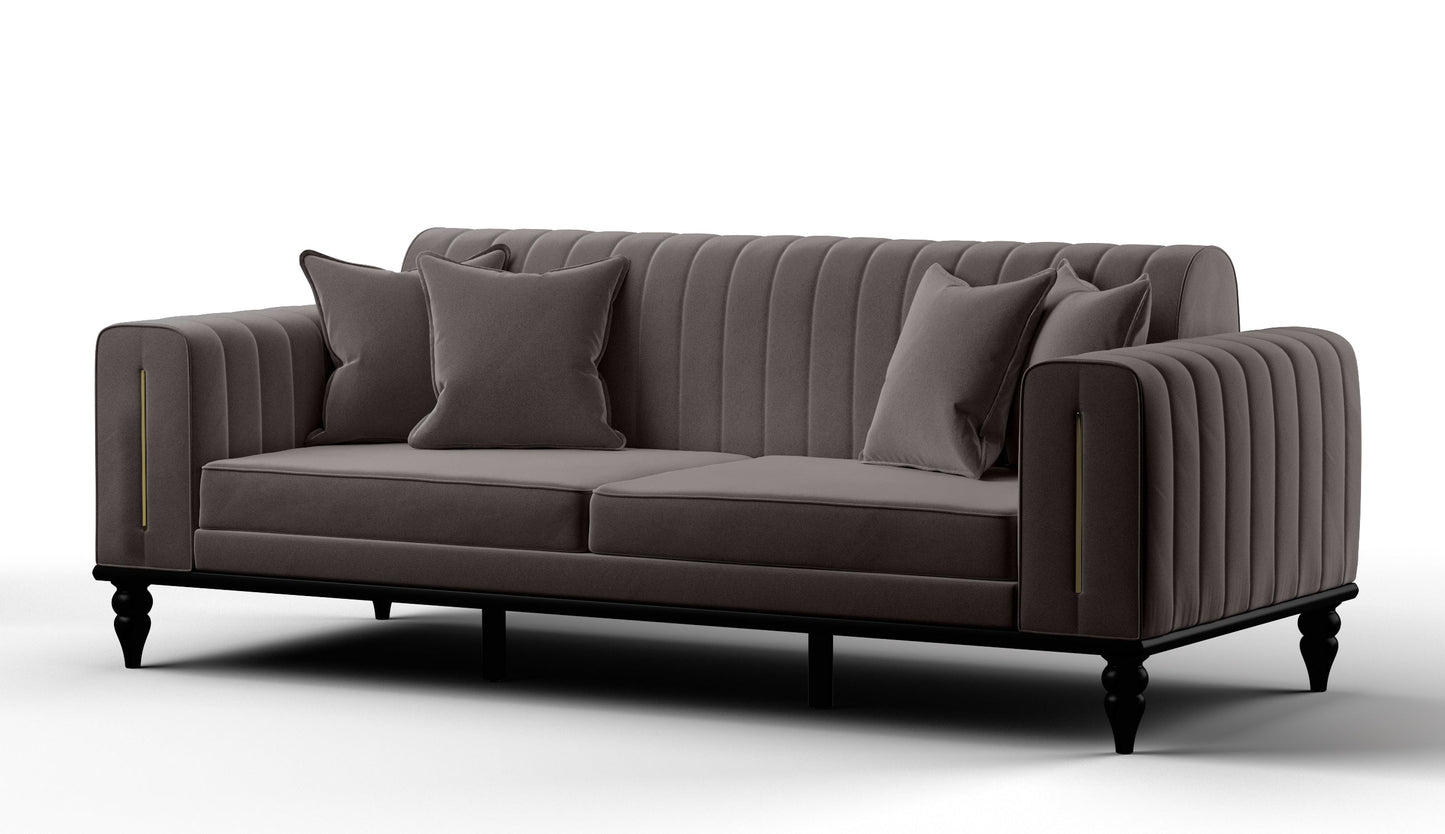 Linea Sofa & Loveseat - Babyface Upholstery - Silver