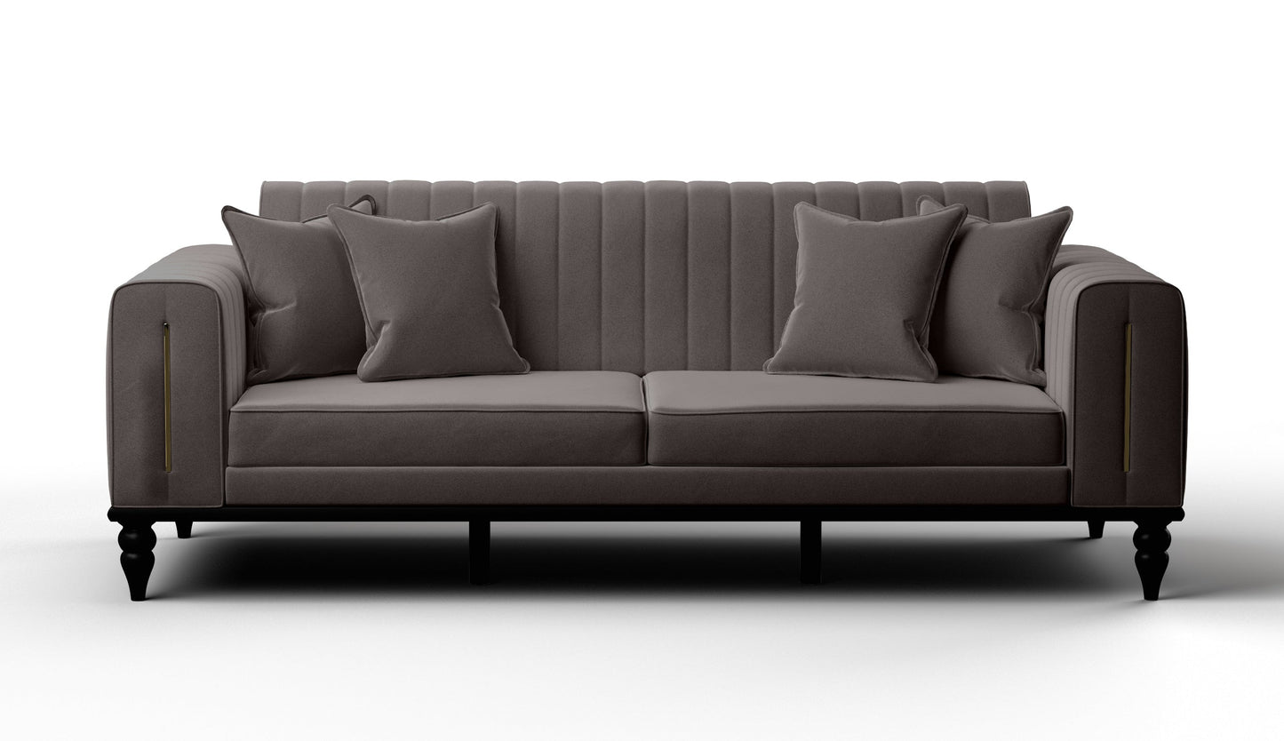 Linea Sofa & Loveseat - Babyface Upholstery - Silver
