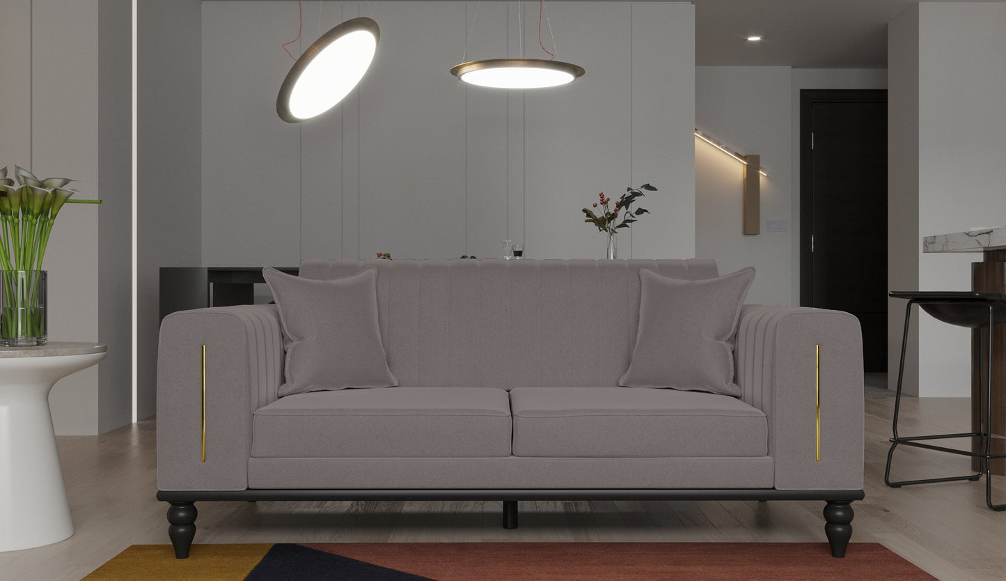 Linea Sofa & Loveseat - Babyface Upholstery - Silver