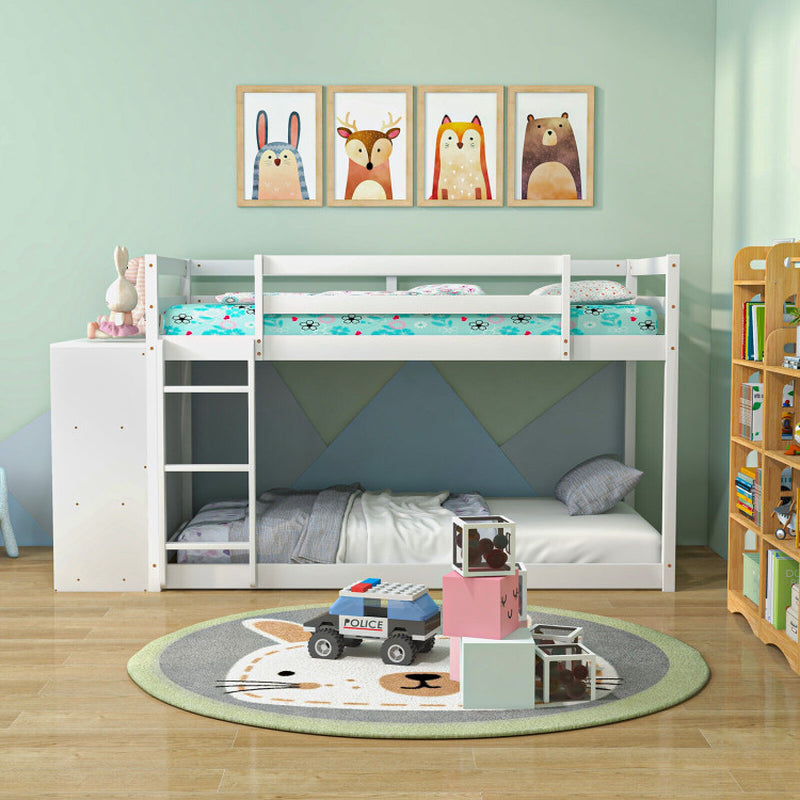 Twin Size Bunk Bed with Convertible Bookcase and Ladder