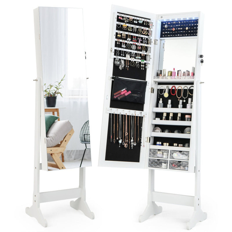 Free Standing Full Length Jewelry Armoire with Lights