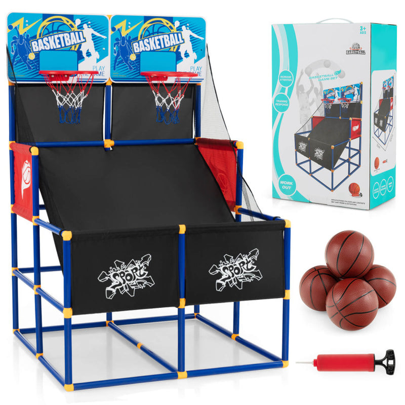 Kids Arcade Basketball Game Set with 4 Basketballs and Ball Pump