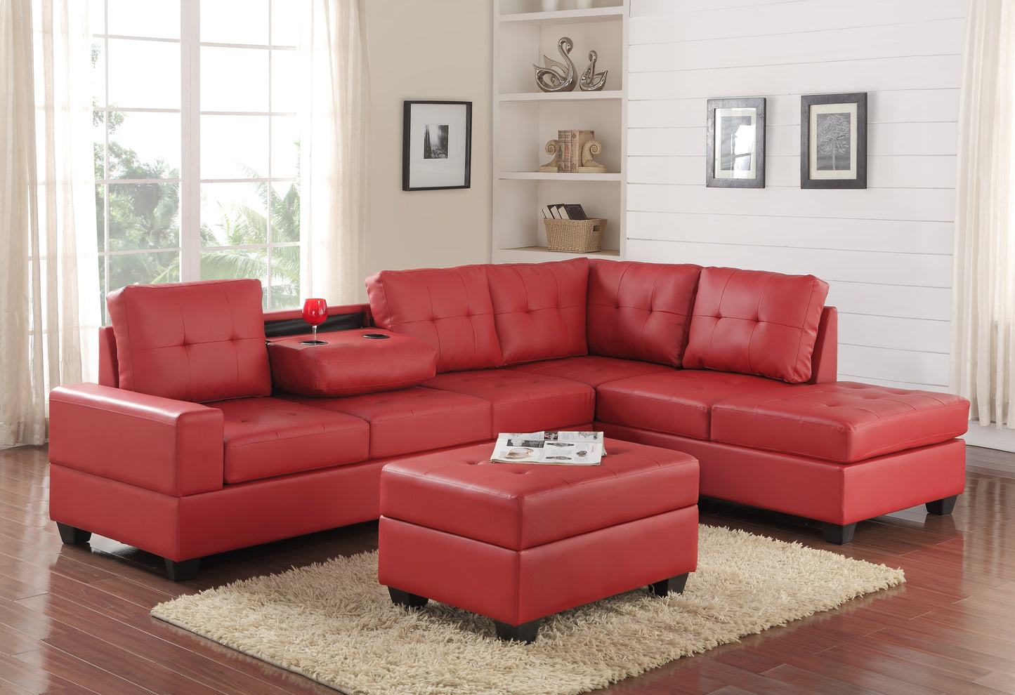 Happy Red Sectional with ottoman