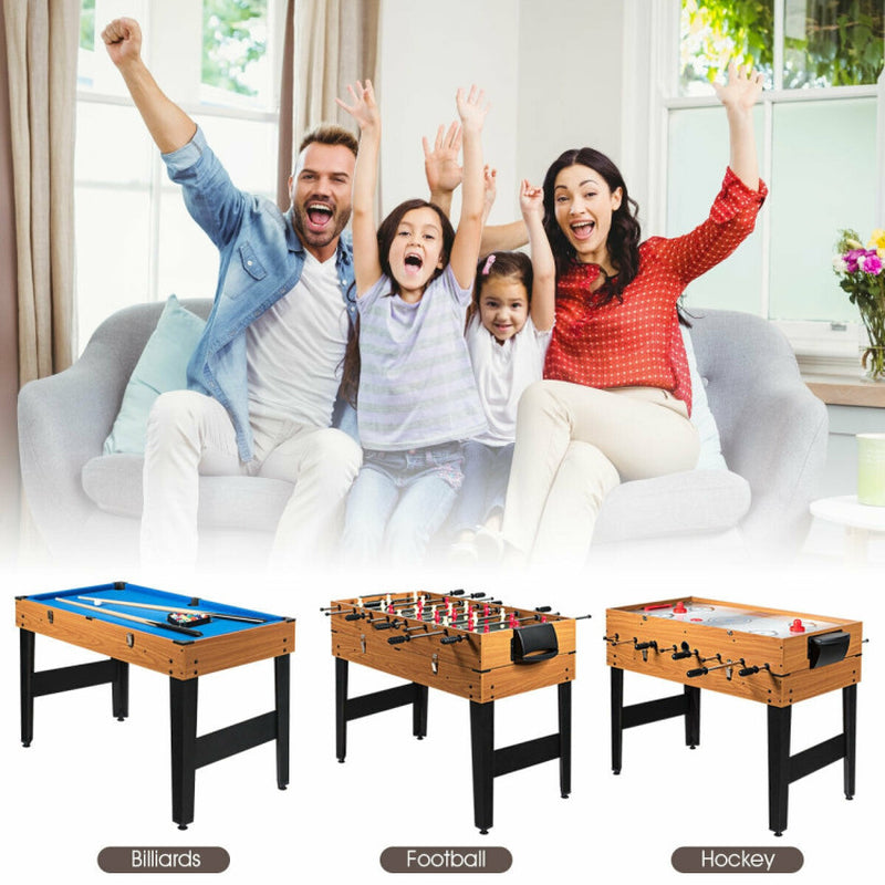48 Inch 3-In-1 Multi Combo Game Table with Soccer for Game Rooms