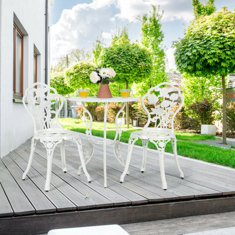 Outdoor Cast Aluminum Patio Furniture Set with Rose Design