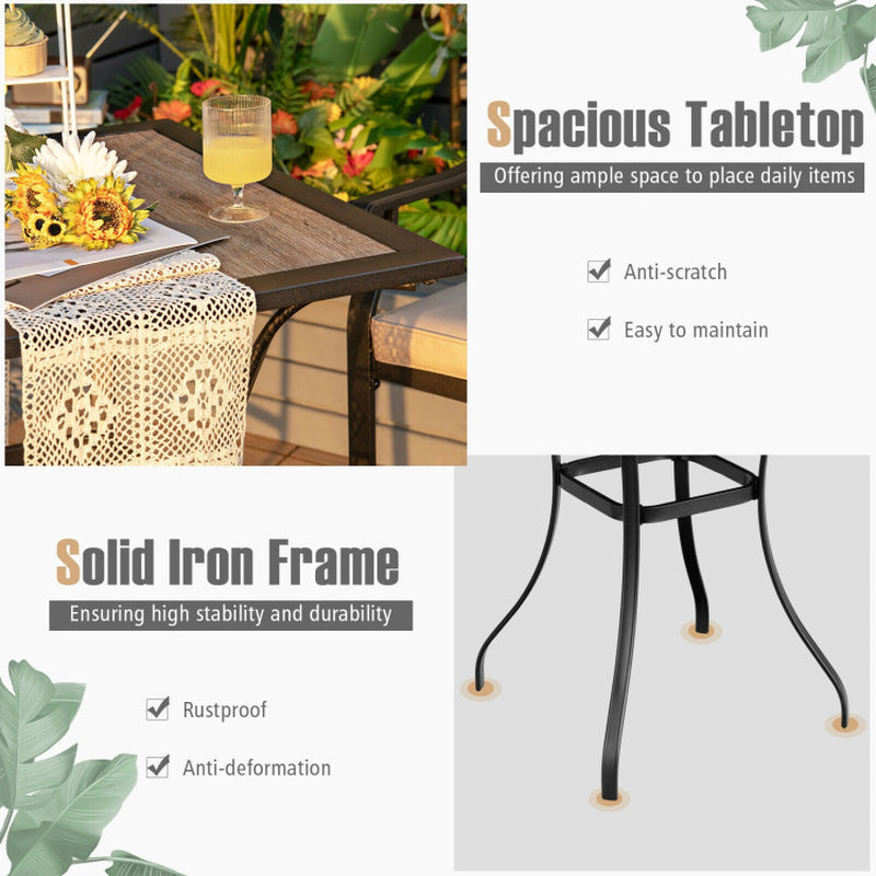 Patio Square Bar Table for Garden Backyard