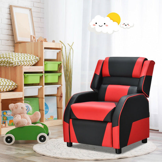 Kids Youth PU Leather Gaming Sofa Recliner with Headrest and Footrest FREE SHIPPING ALL STATES