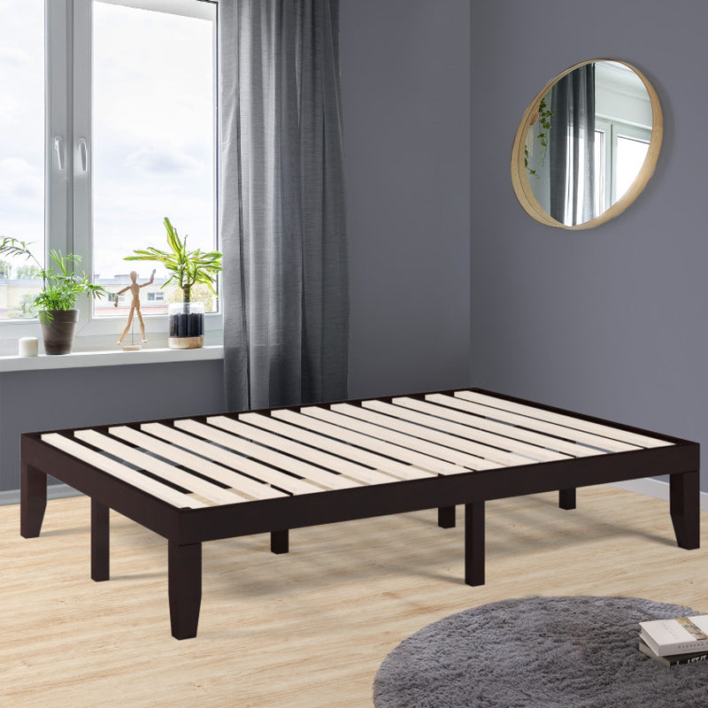 14 Inch Full Size Rubber Wood Platform Bed Frame with Wood Slat Support