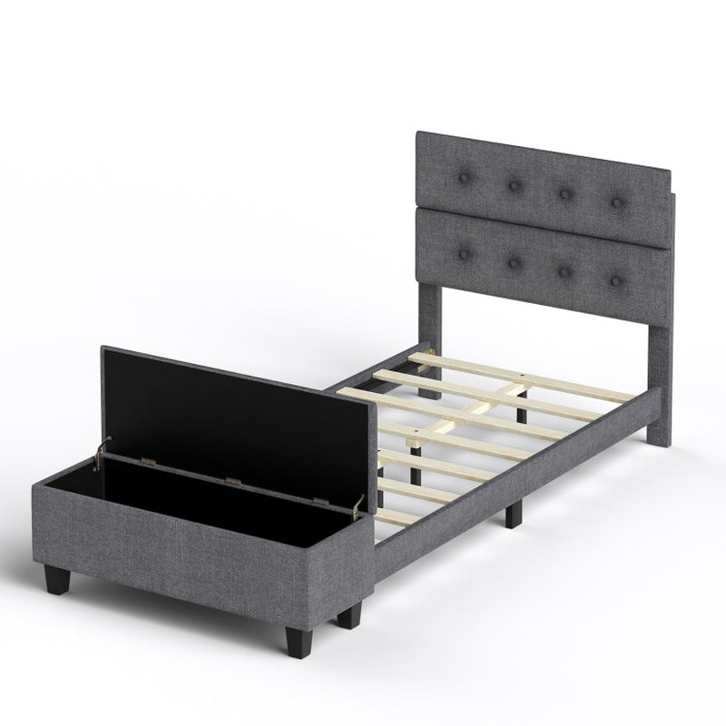 Twin/Full/Queen Upholstered Bed Frame with Ottoman Storage