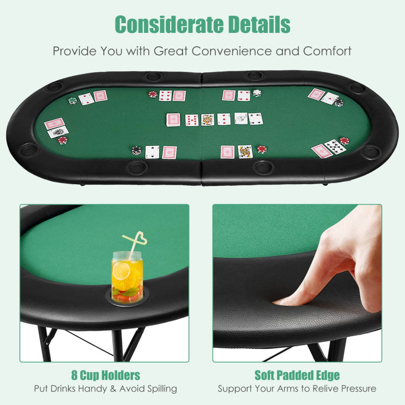 8 Players Texas Holdem Foldable Poker Table