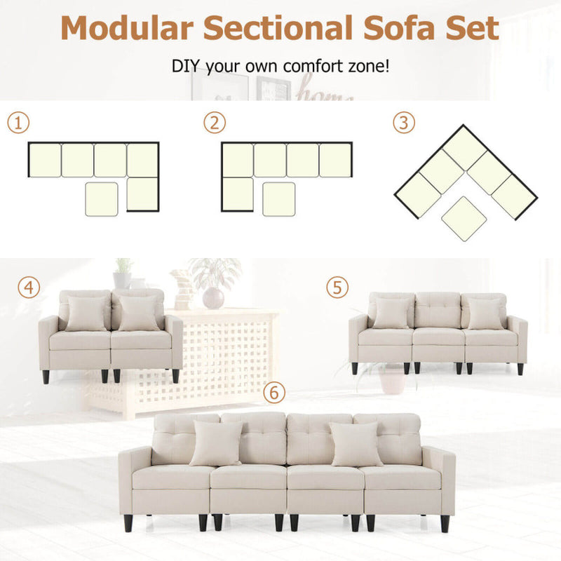 L-Shaped Sectional Corner Sofa Set with Storage Ottoman