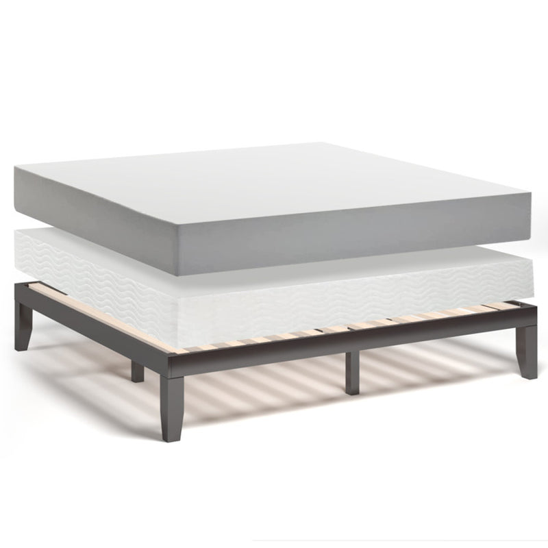 14 Inch King Size Rubber Wood Platform Bed Frame with Wood Slat Support