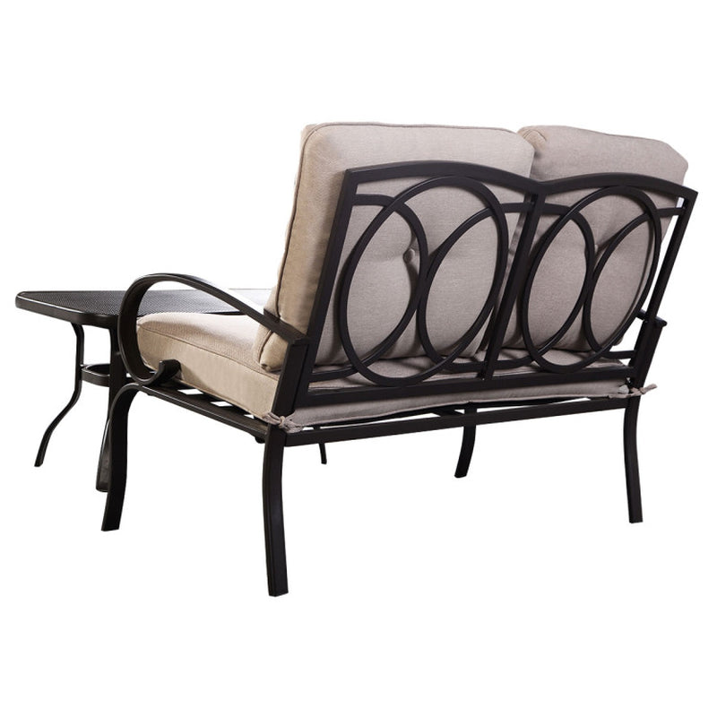 2 Pieces Patio Outdoor Cushioned Coffee Table Seat
