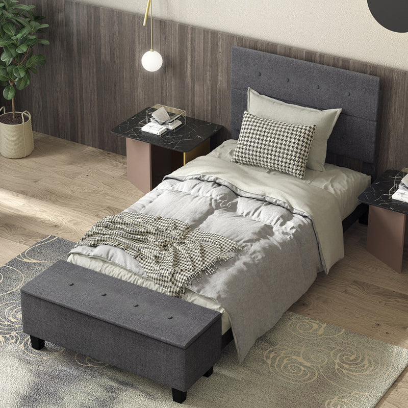 Twin/Full/Queen Upholstered Bed Frame with Ottoman Storage