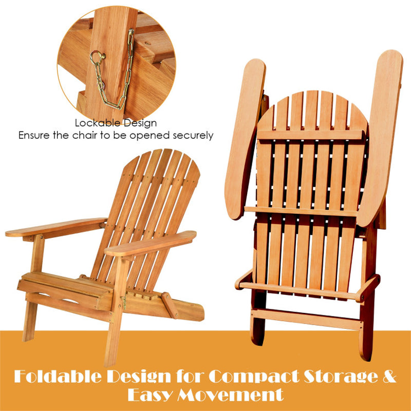 3 Pieces Adirondack Chair Set with Widened Armrest