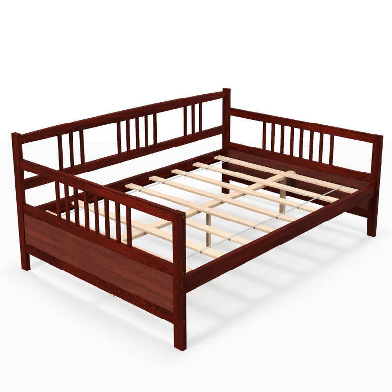 Full Size Metal Daybed Frame with Guardrails