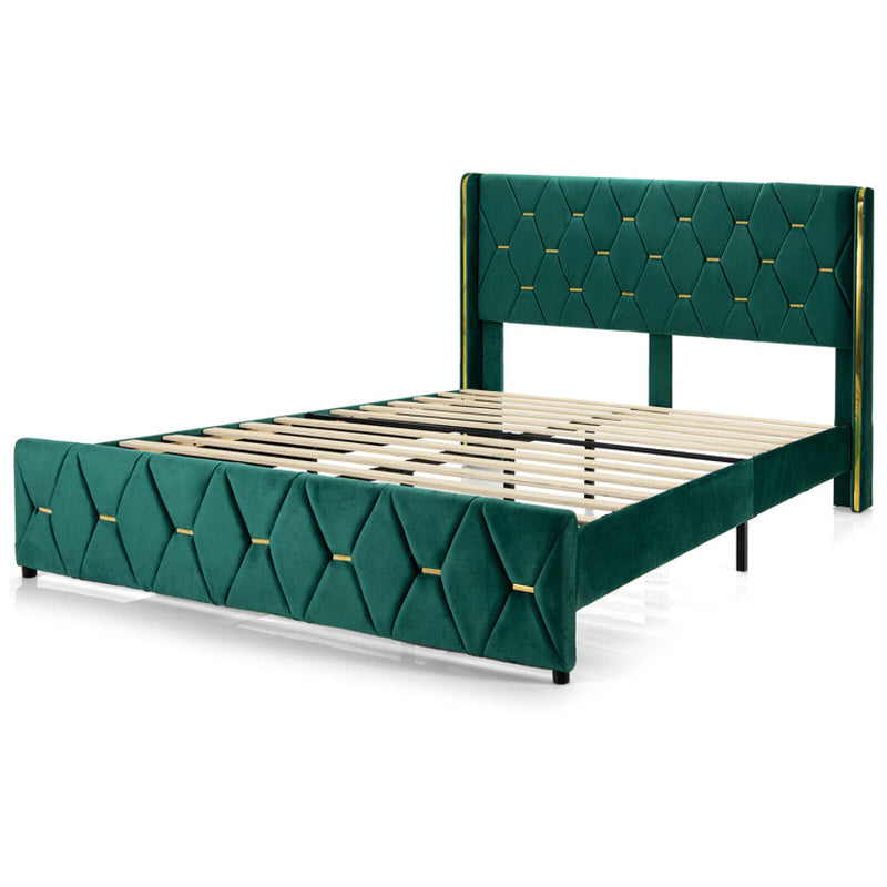 Queen/Full Size Upholstered Platform Bed Frame with Adjustable Headboard