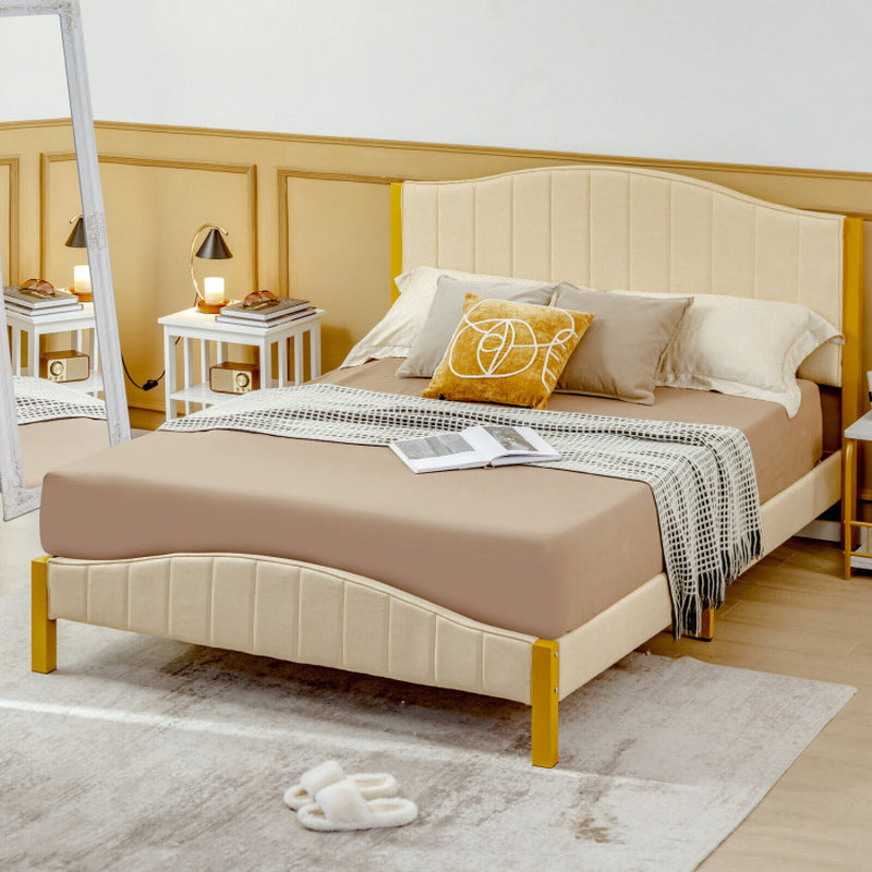 Full/Queen Size Upholstered Bed Frame with Quilted Headboard