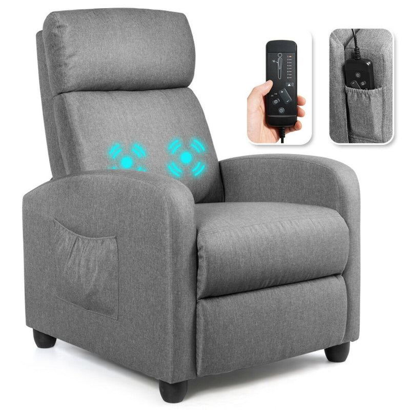 Recliner Massage Wingback Single Chair with Side Pocket