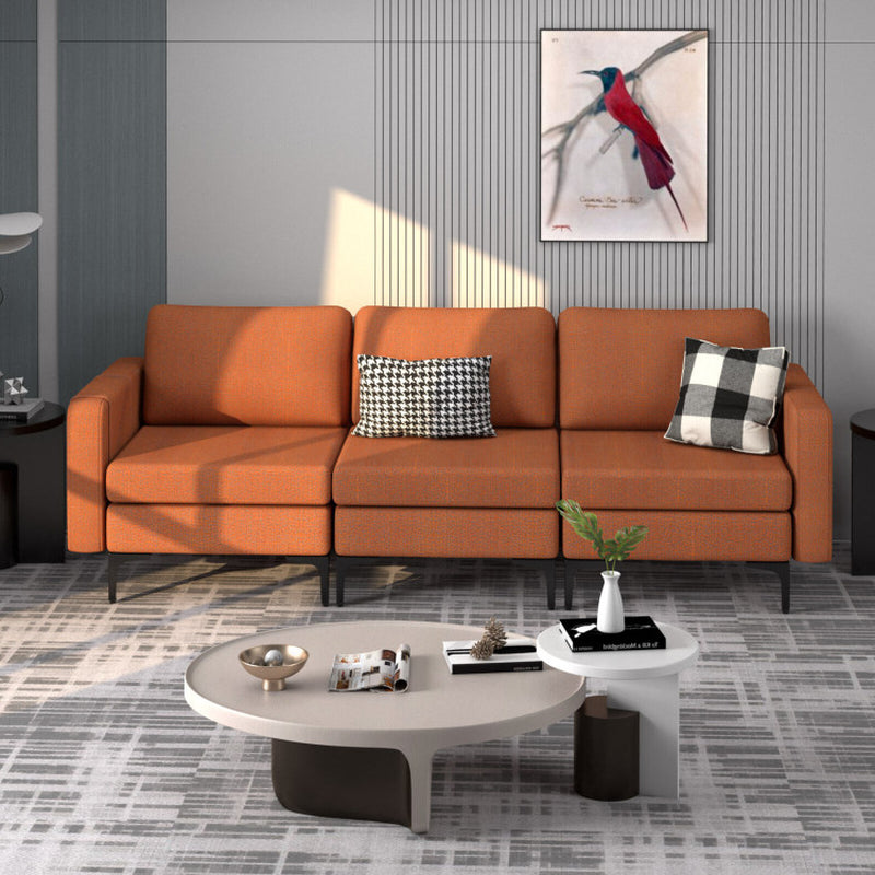 3-Seat Sectional Sofa Couch with Armrest Magazine Pocket and Metal Leg
