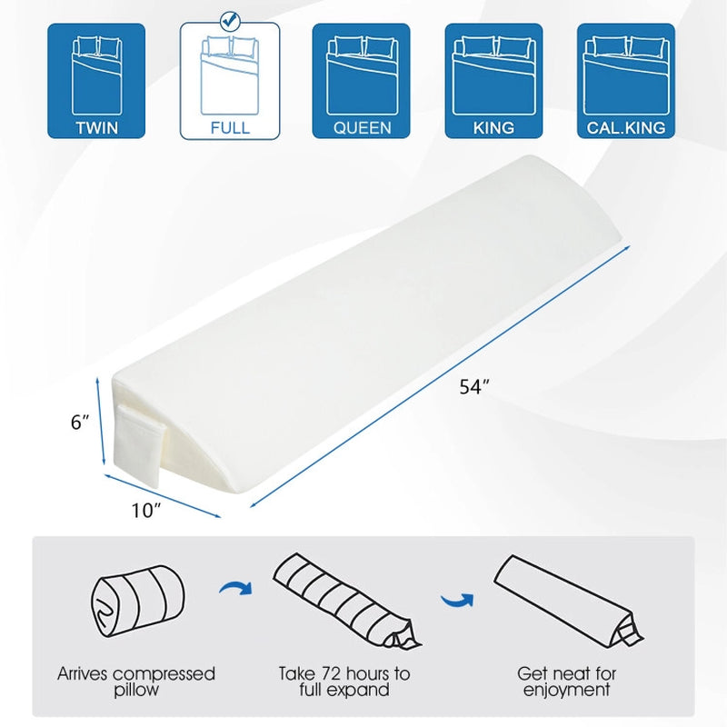 Full Size/Queen Size Bed Wedge Pillow Gap Filler with Side Pocket Bed –  Grandiscountfurniture