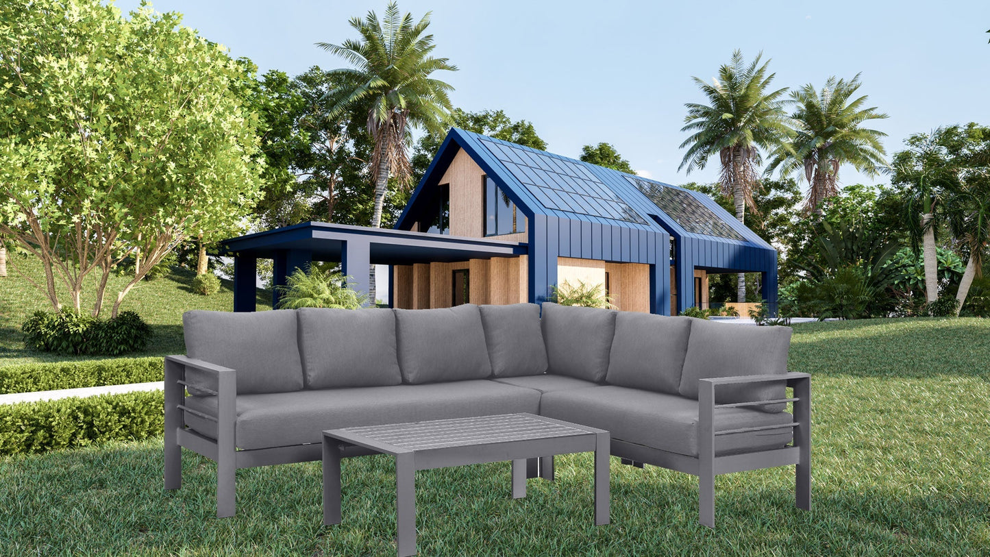 Staffora 6 Piece All Weather Aluminum Sectional with Cushions and Coffee Table