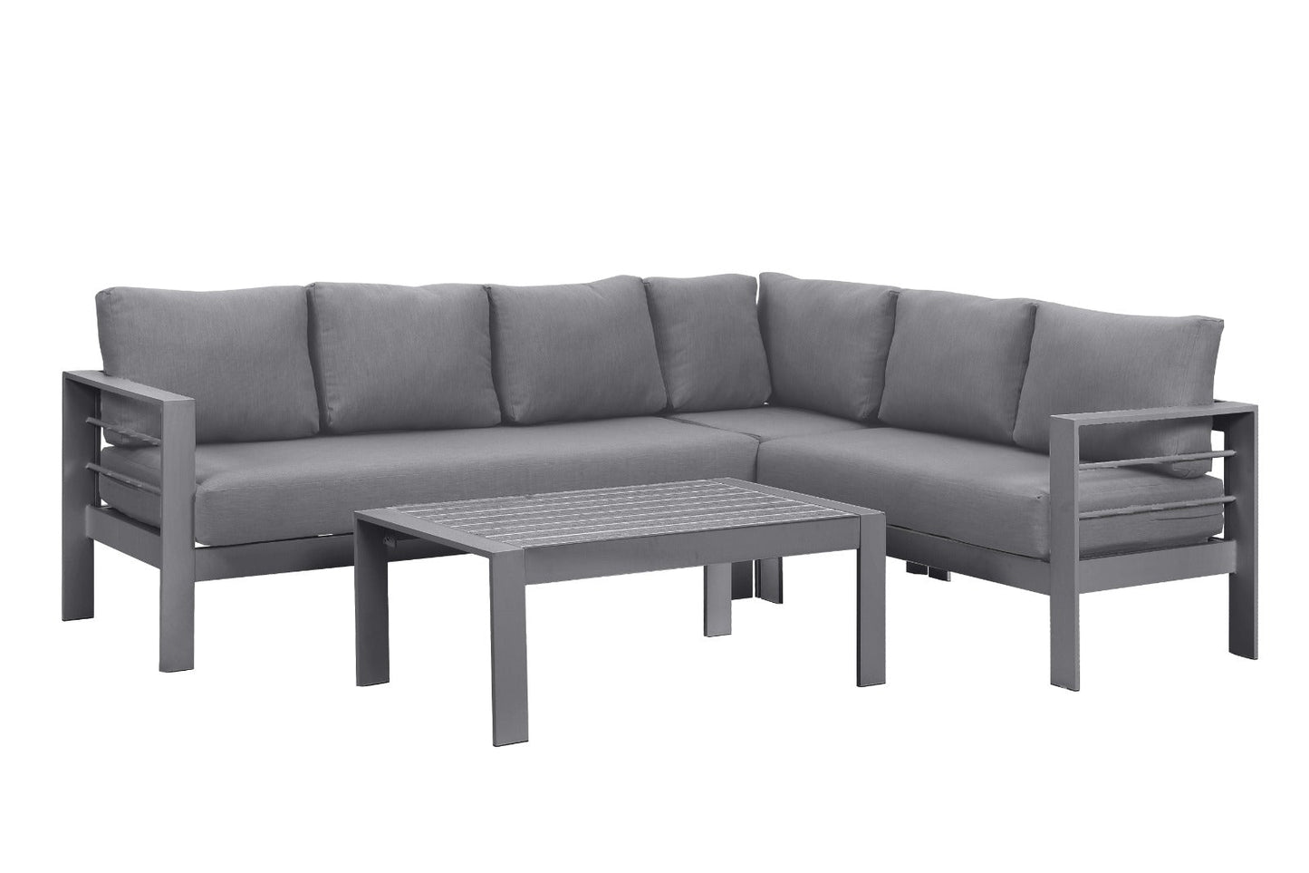 Staffora 6 Piece All Weather Aluminum Sectional with Cushions and Coffee Table