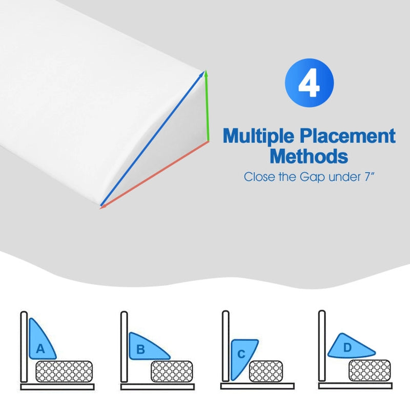 Full Size/Queen Size Bed Wedge Pillow Gap Filler with Side Pocket Bed