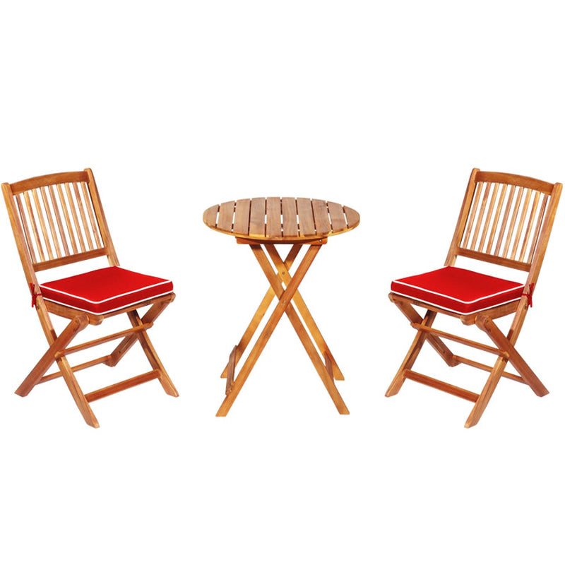 3 Pieces Patio Folding Bistro Set with Padded Cushion and round Coffee Table
